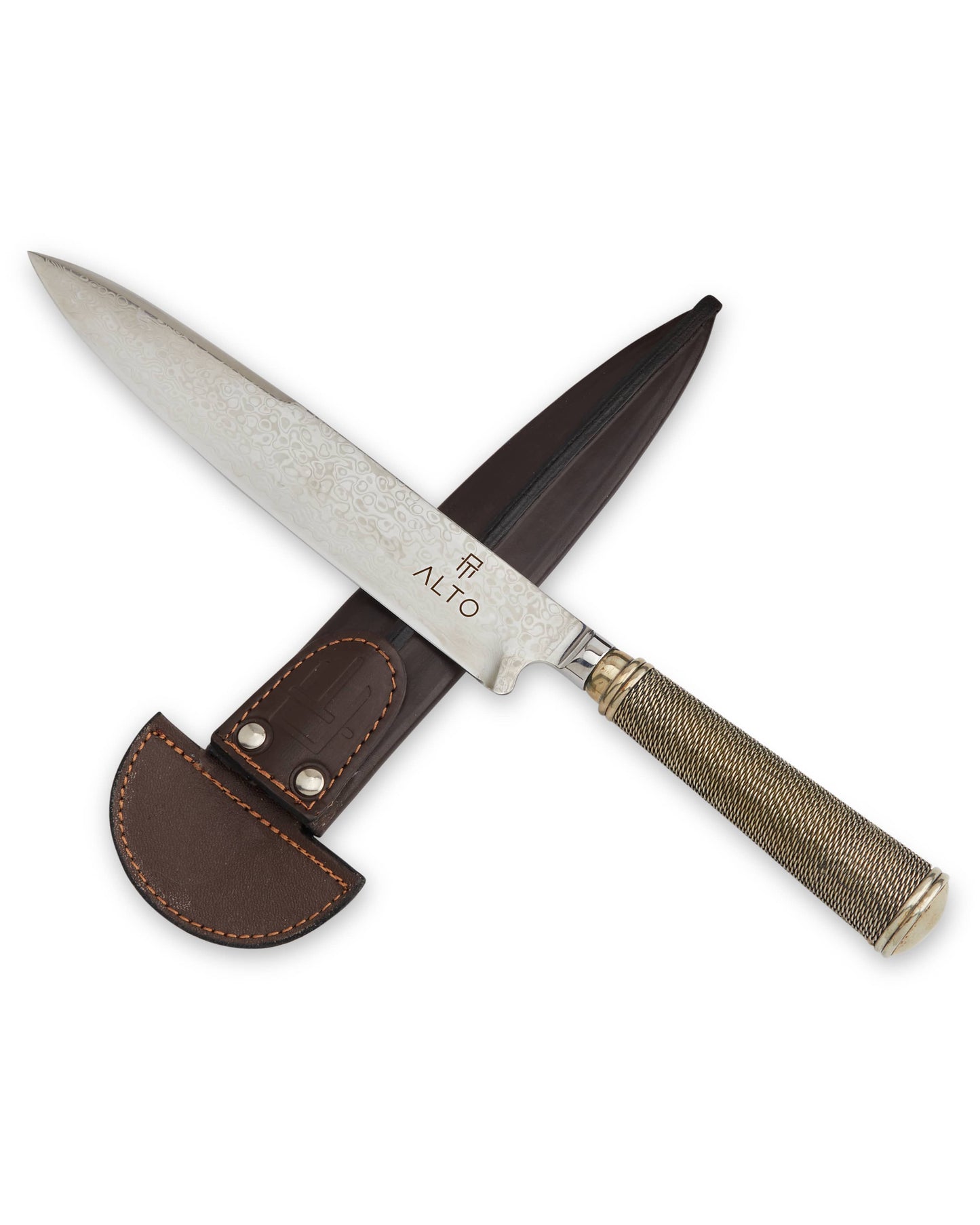 Nickel Silver Damascus Steel 8" Knife