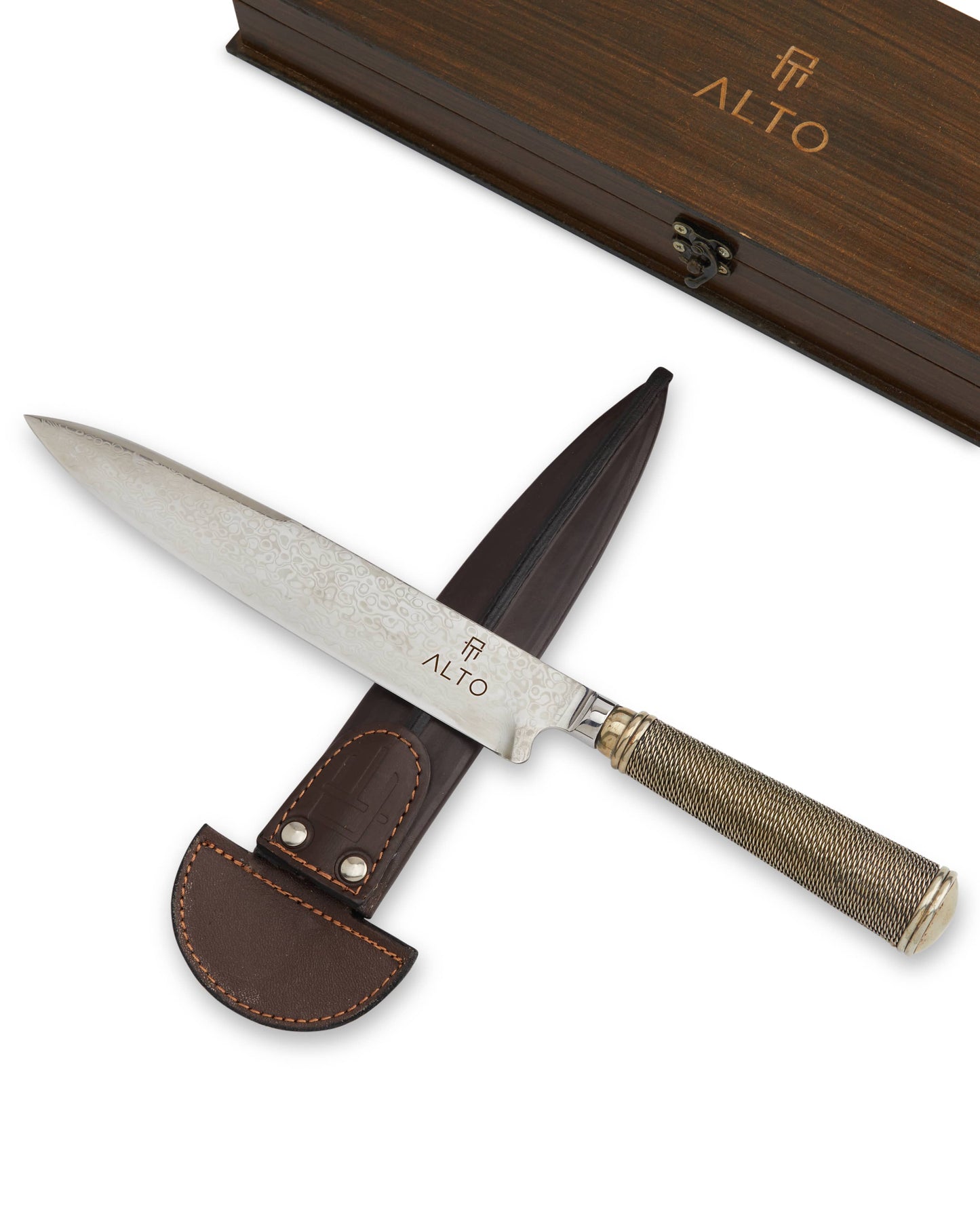 Nickel Silver Damascus Steel 8" Knife