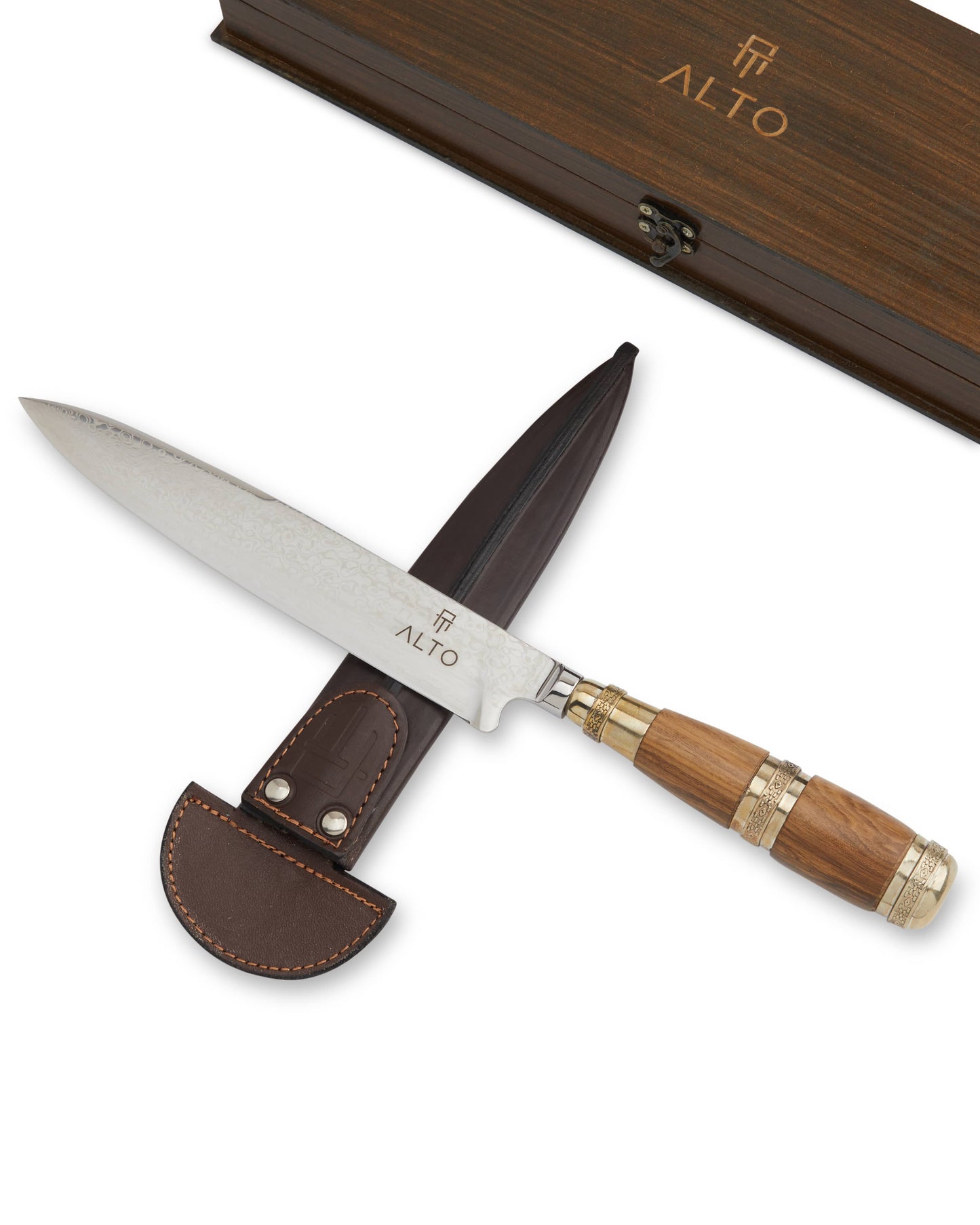 Wood Damascus Steel 8" Knife